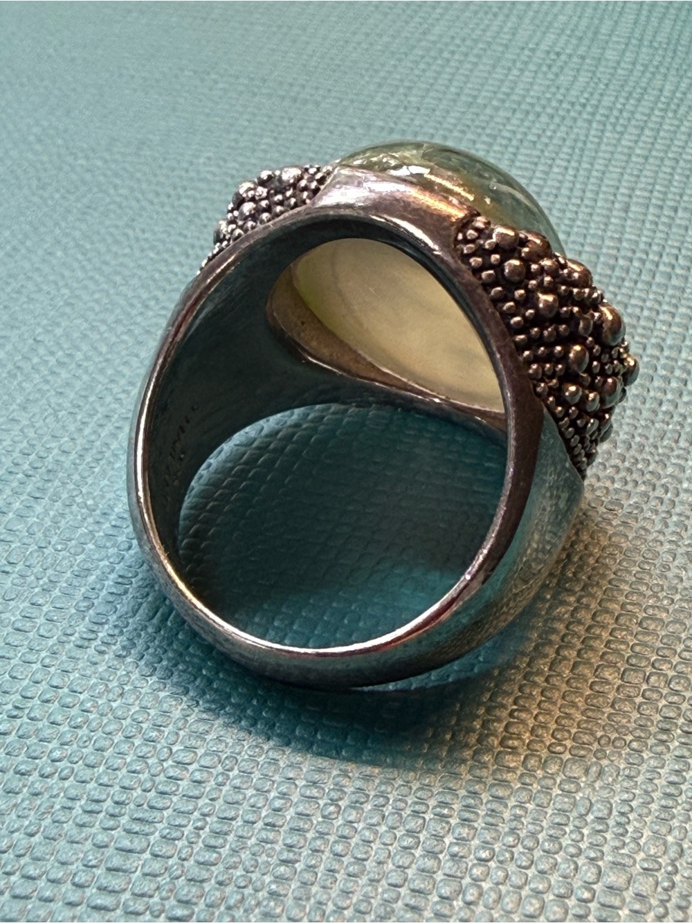 Michael Dawkins Sterling Silver 925 Mint Quartz MOP Doublet Starry Night Ring - Picture 3 of 12